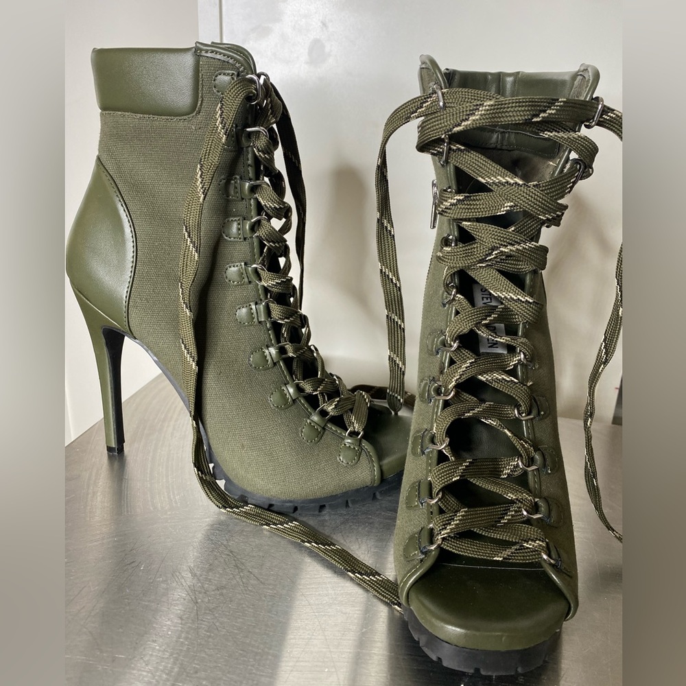 Olive Green Steve Madden Lace Booties